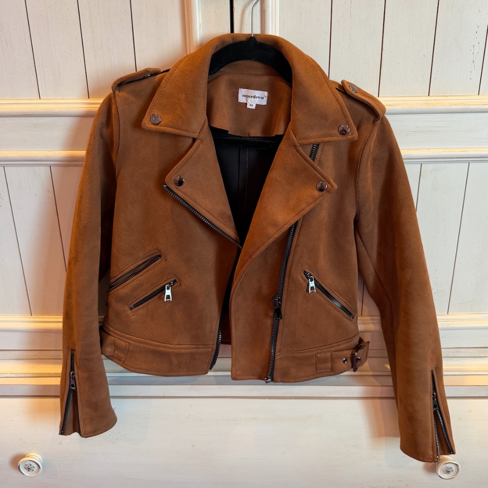 Superdown faux suede moto jacket